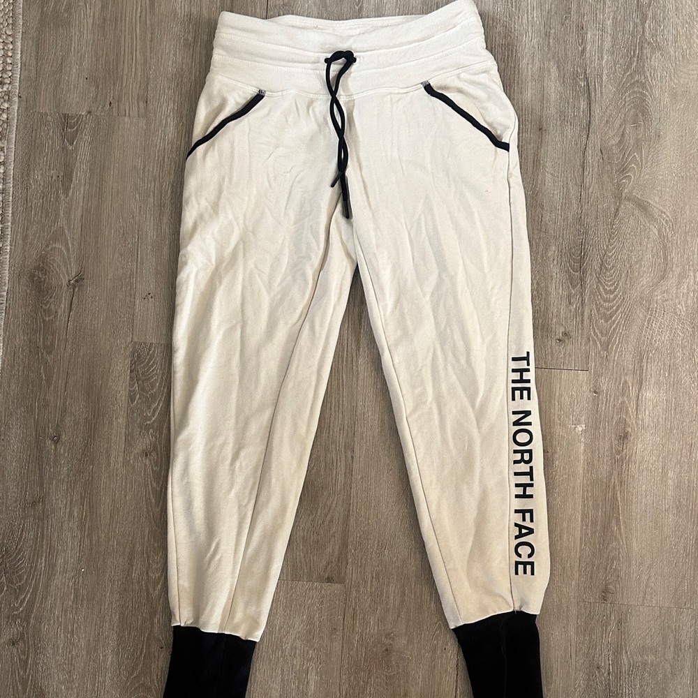 The North Face Men's Cream Joggers with Black Trim